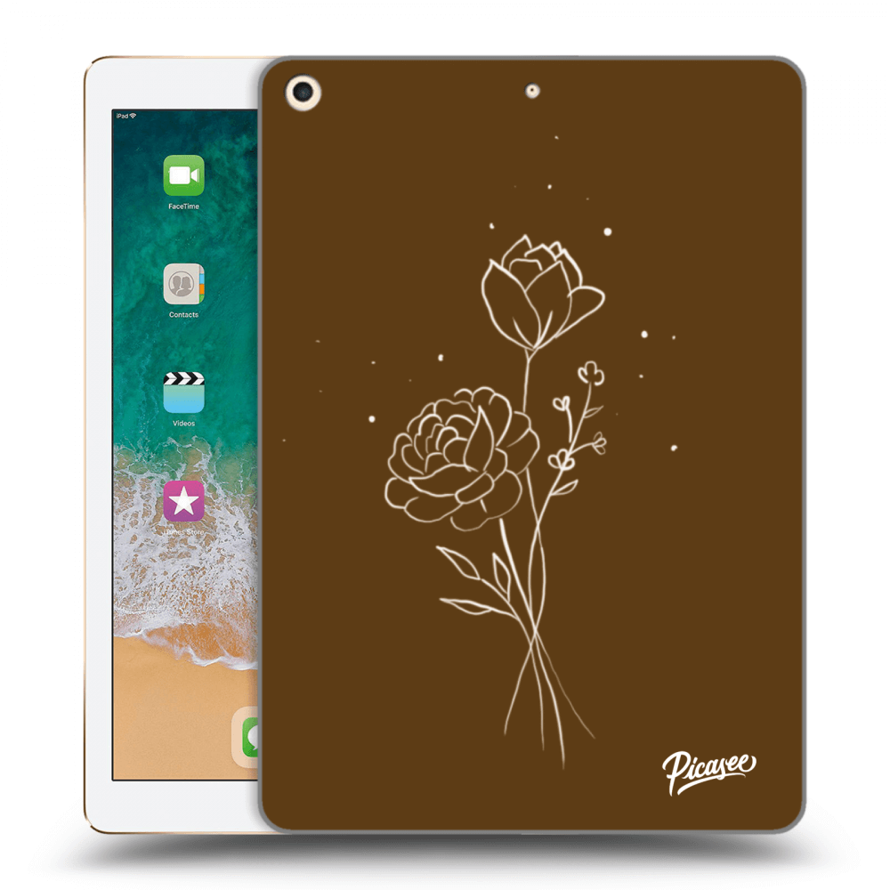 Picasee silikonowe czarne etui na Apple iPad 9.7" 2017 (5. gen) - Brown flowers