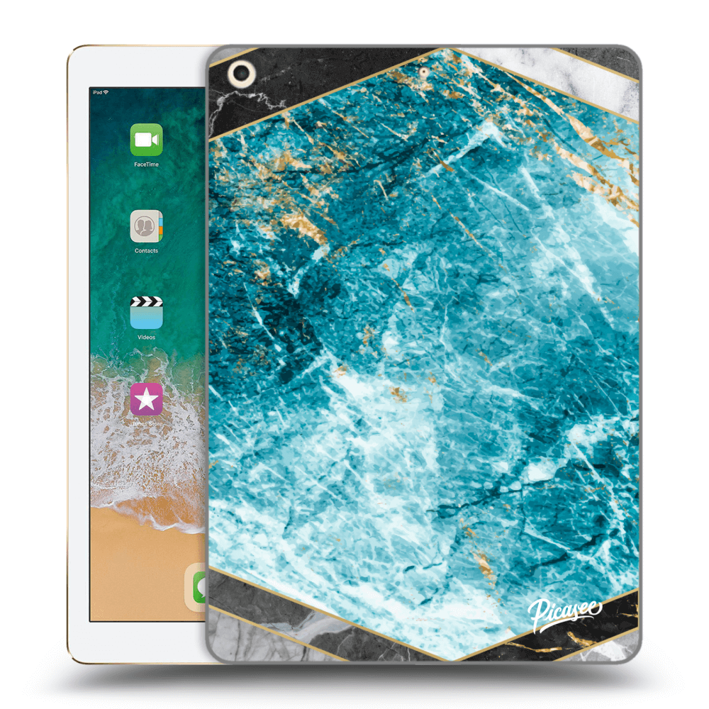Picasee silikonowe przeźroczyste etui na Apple iPad 9.7" 2017 (5. gen) - Blue geometry