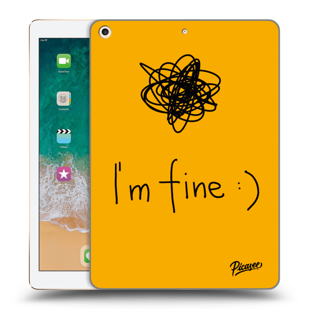 Picasee silikonowe czarne etui na Apple iPad 9.7" 2017 (5. gen) - I am fine