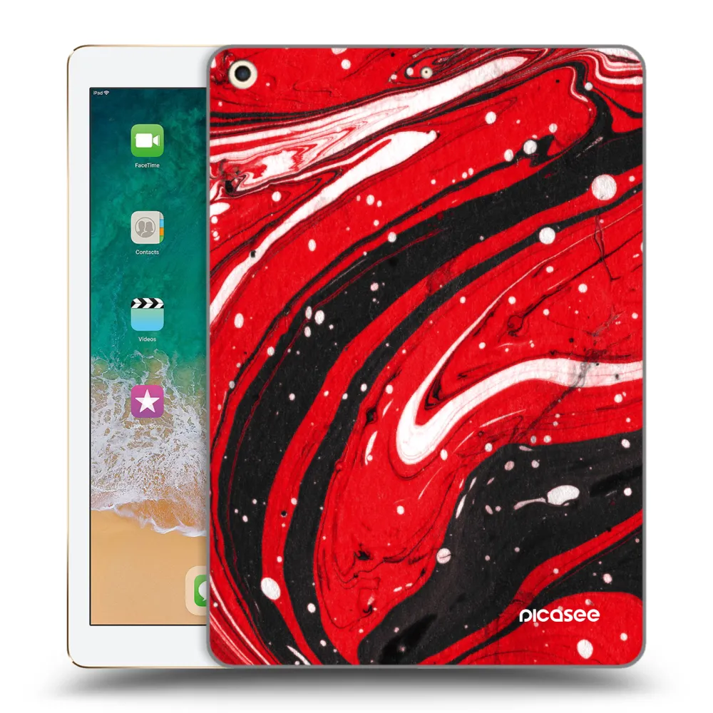 Picasee silikonowe przeźroczyste etui na Apple iPad 9.7" 2017 (5. gen) - Red black