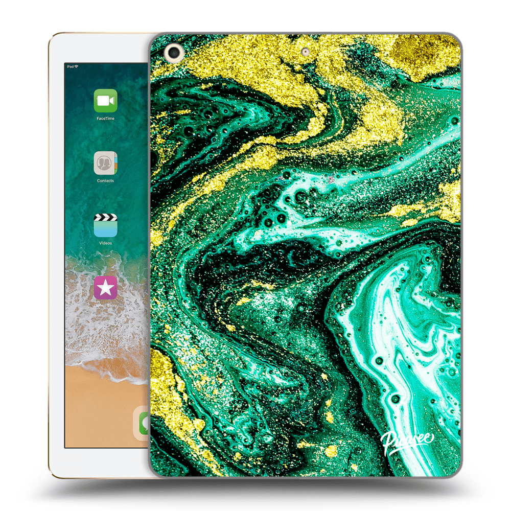 Picasee silikonowe przeźroczyste etui na Apple iPad 9.7" 2017 (5. gen) - Green Gold