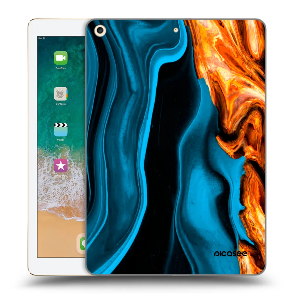 Picasee silikonowe przeźroczyste etui na Apple iPad 9.7" 2017 (5. gen) - Gold blue