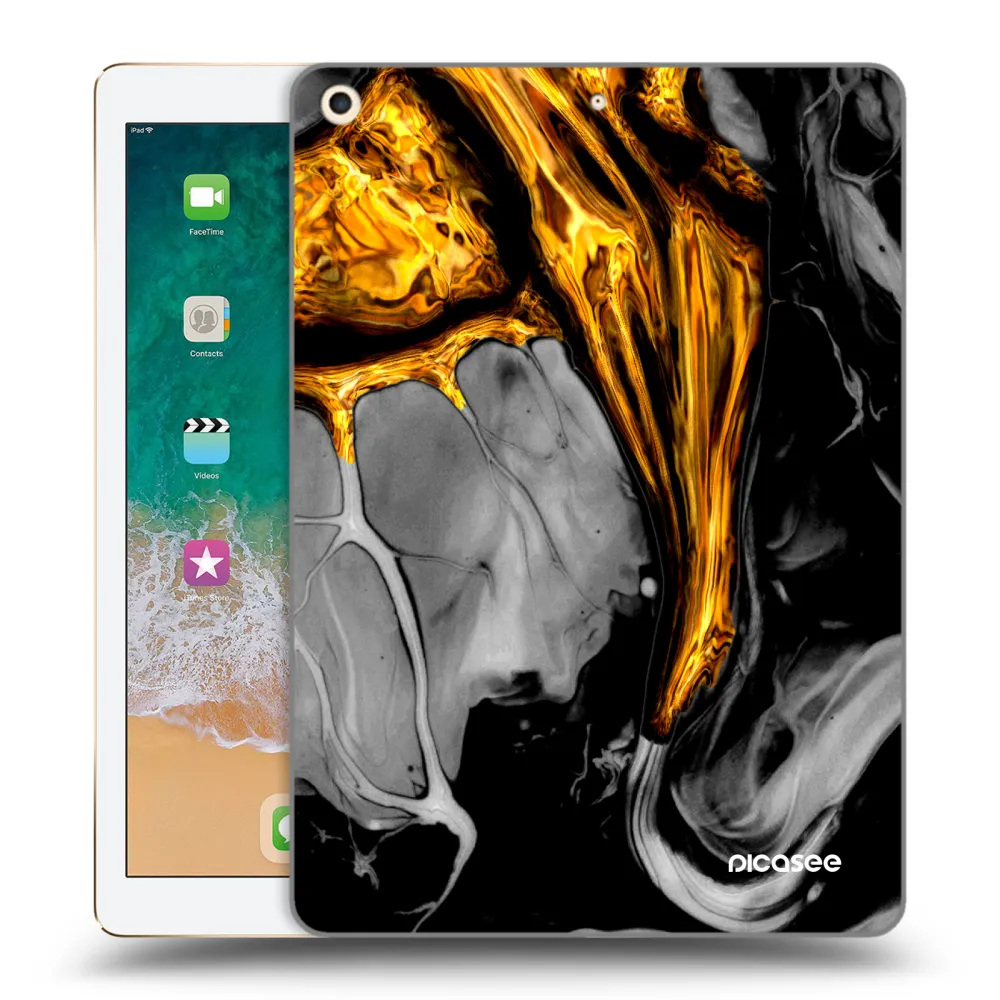 Picasee silikonowe przeźroczyste etui na Apple iPad 9.7" 2017 (5. gen) - Black Gold