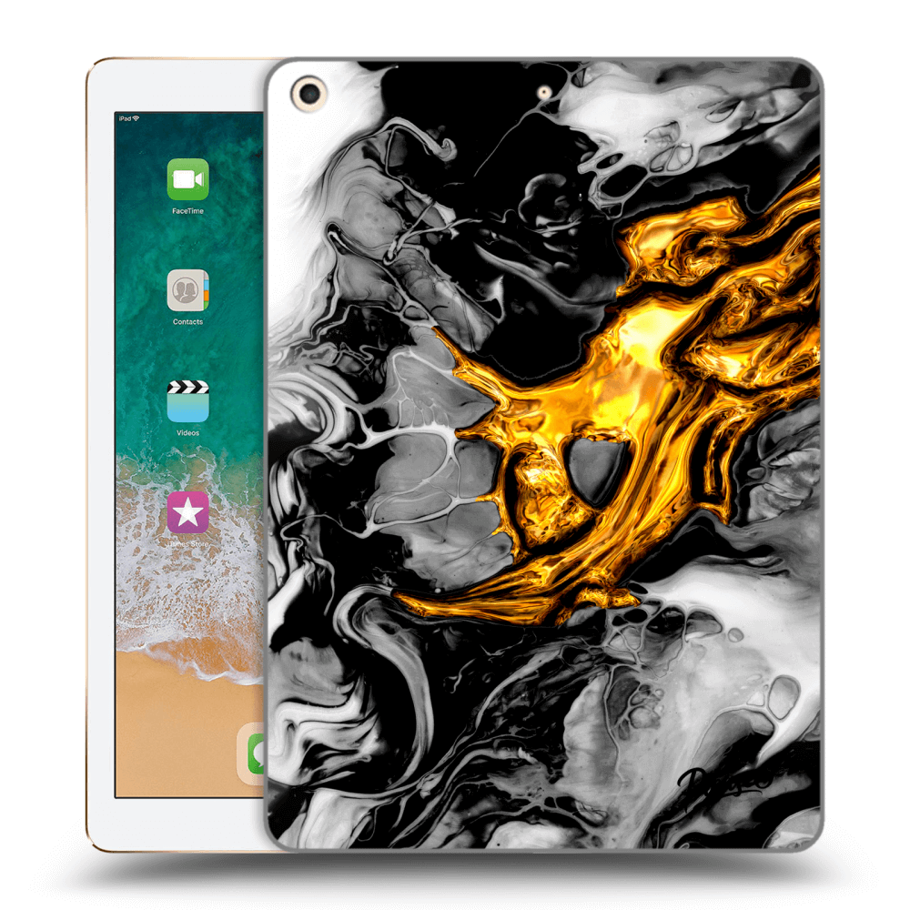 Picasee silikonowe przeźroczyste etui na Apple iPad 9.7" 2017 (5. gen) - Black Gold 2