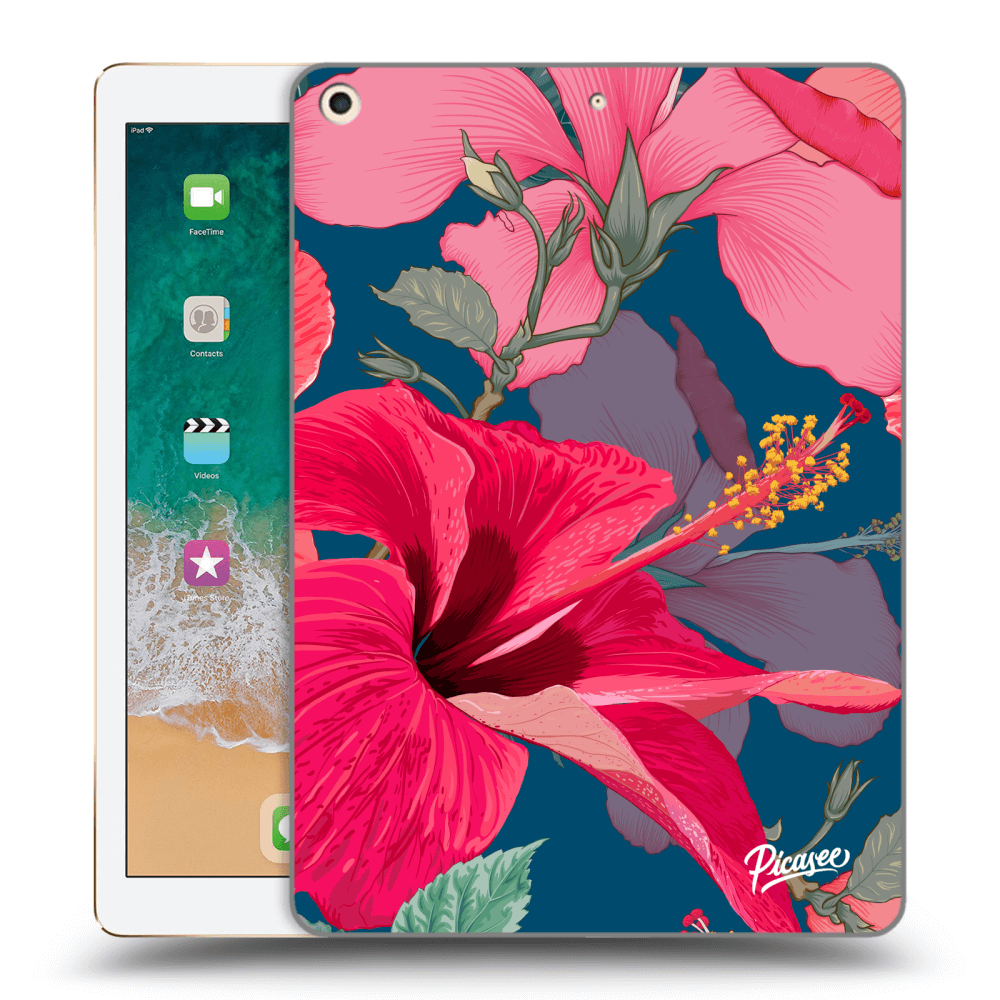 Picasee silikonowe przeźroczyste etui na Apple iPad 9.7" 2017 (5. gen) - Hibiscus