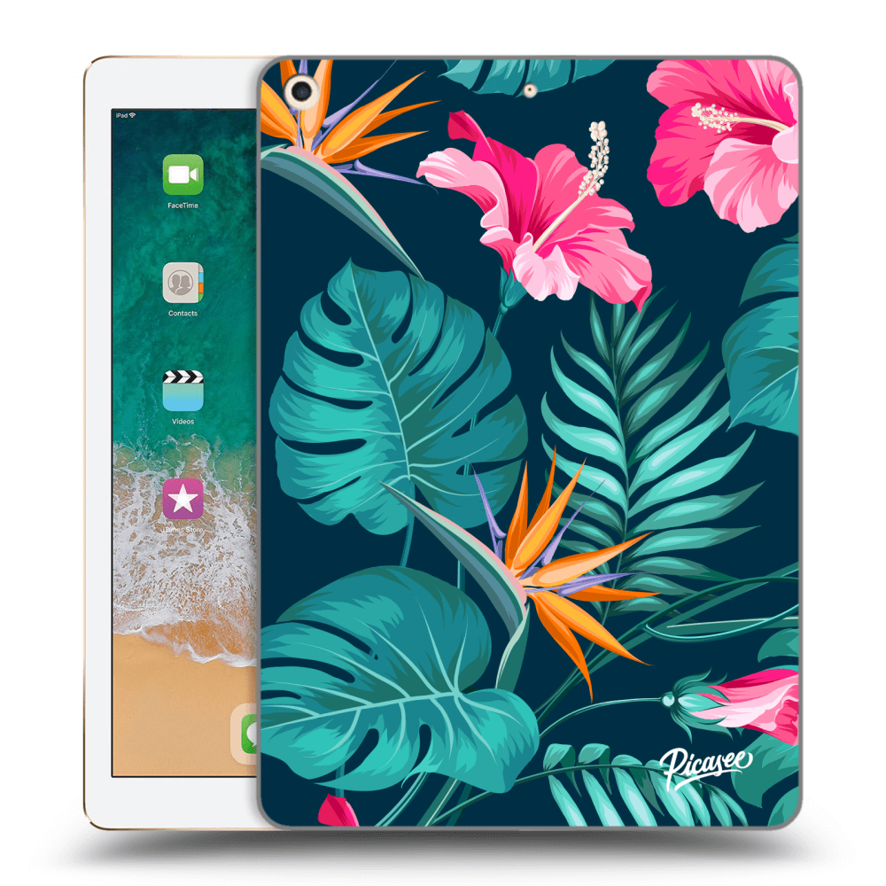 Picasee silikonowe przeźroczyste etui na Apple iPad 9.7" 2017 (5. gen) - Pink Monstera