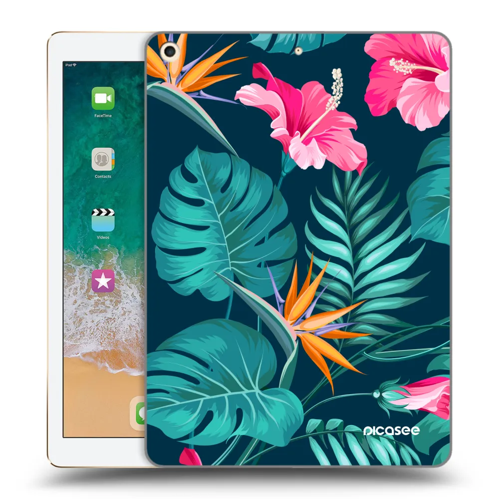 Picasee silikonowe przeźroczyste etui na Apple iPad 9.7" 2017 (5. gen) - Pink Monstera
