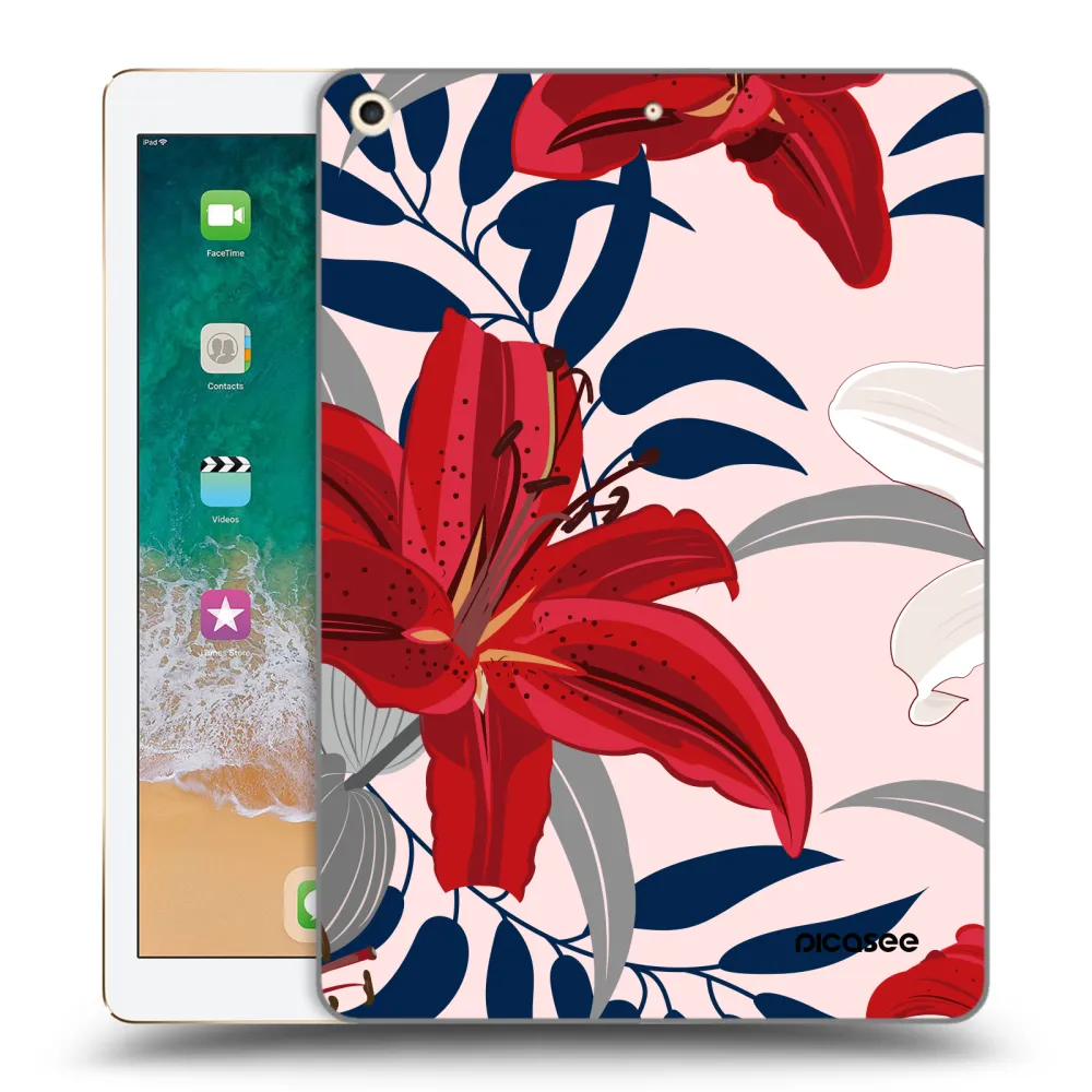 Picasee silikonowe przeźroczyste etui na Apple iPad 9.7" 2017 (5. gen) - Red Lily