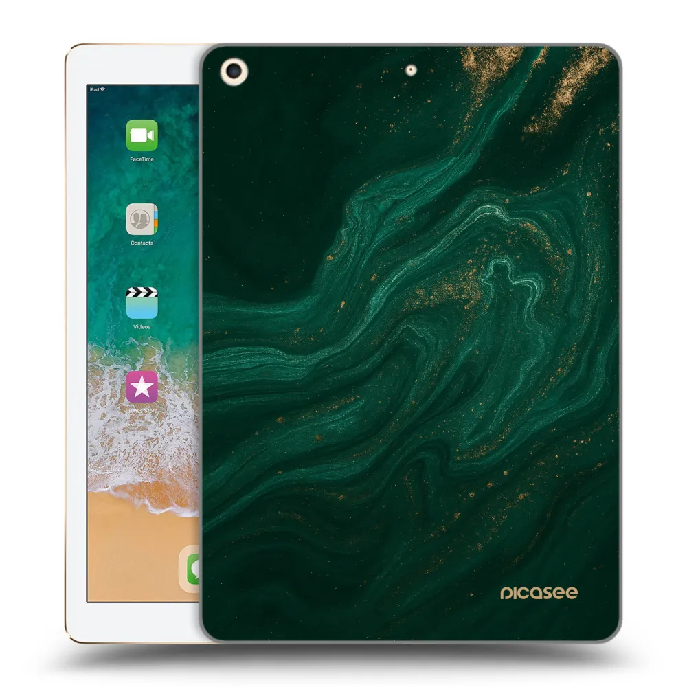 Picasee silikonowe przeźroczyste etui na Apple iPad 9.7" 2017 (5. gen) - Green