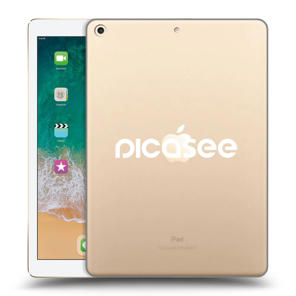 Picasee silikonowe przeźroczyste etui na Apple iPad 9.7" 2017 (5. gen) - Picasee - new logo - white