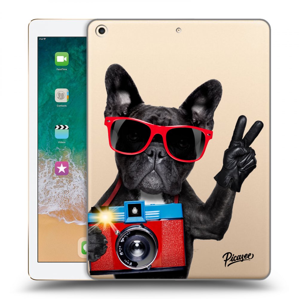Picasee silikonowe przeźroczyste etui na Apple iPad 9.7" 2017 (5. gen) - French Bulldog