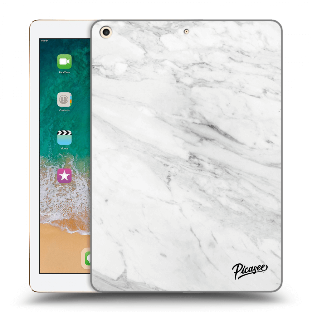 Picasee silikonowe przeźroczyste etui na Apple iPad 9.7" 2017 (5. gen) - White marble
