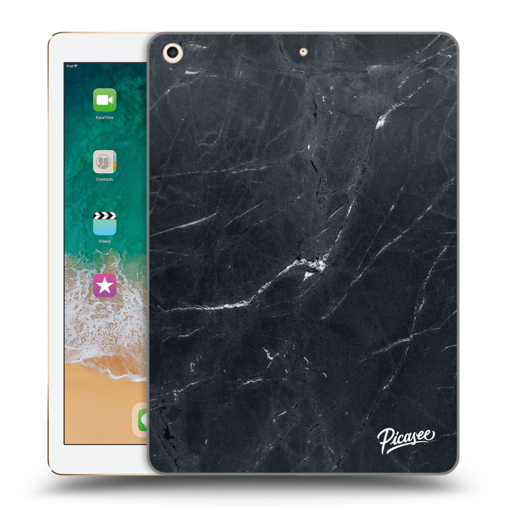 Picasee silikonowe przeźroczyste etui na Apple iPad 9.7" 2017 (5. gen) - Black marble