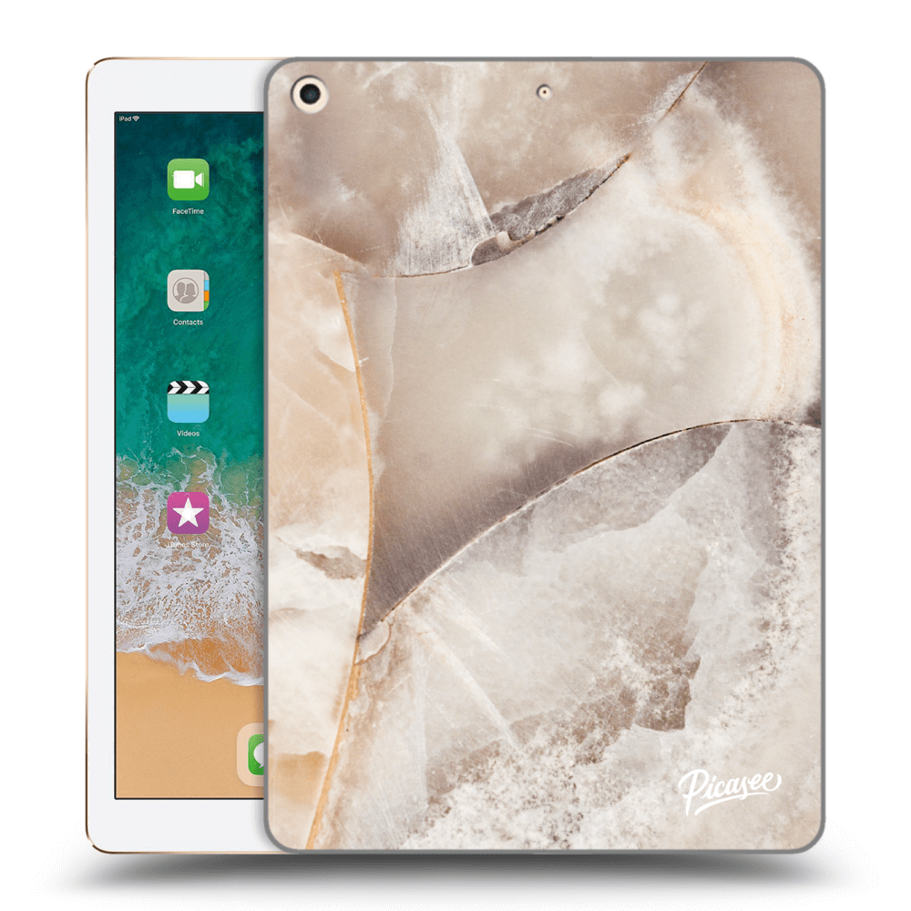 Picasee silikonowe czarne etui na Apple iPad 9.7" 2017 (5. gen) - Cream marble