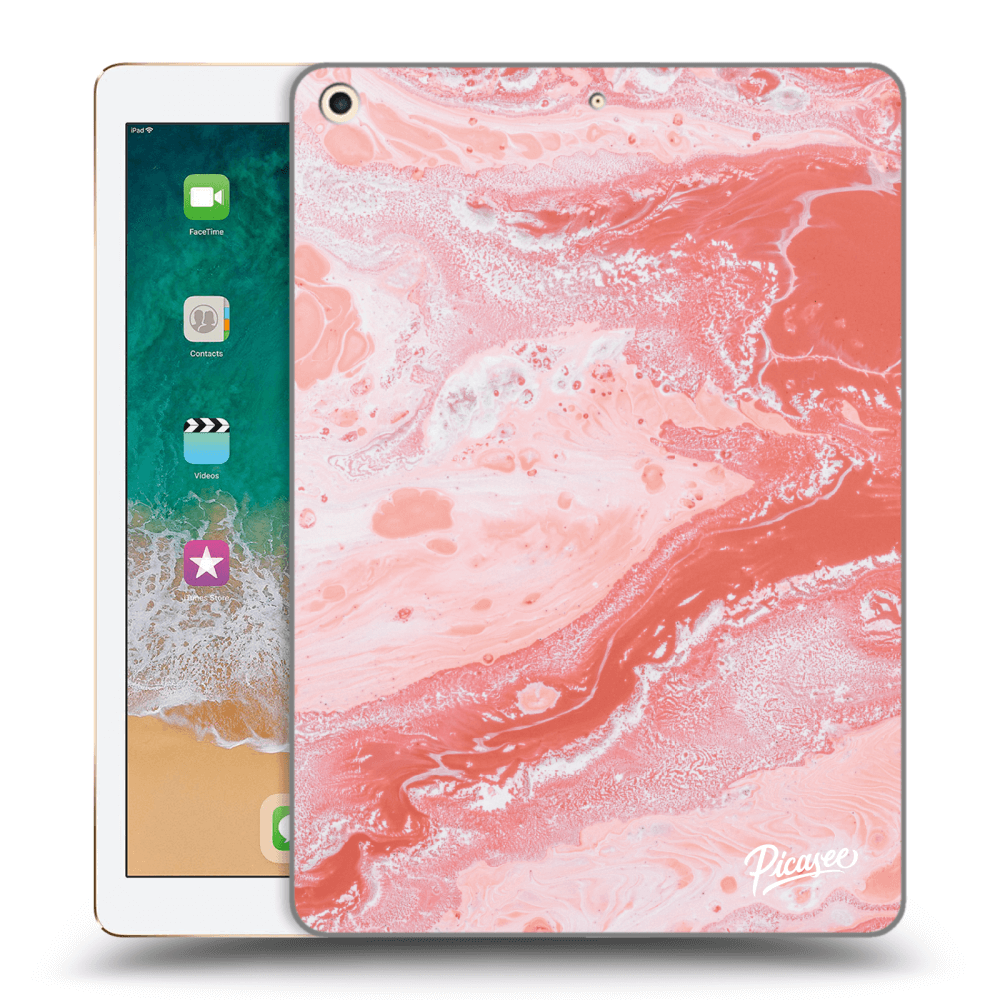 Picasee silikonowe przeźroczyste etui na Apple iPad 9.7" 2017 (5. gen) - Red liquid