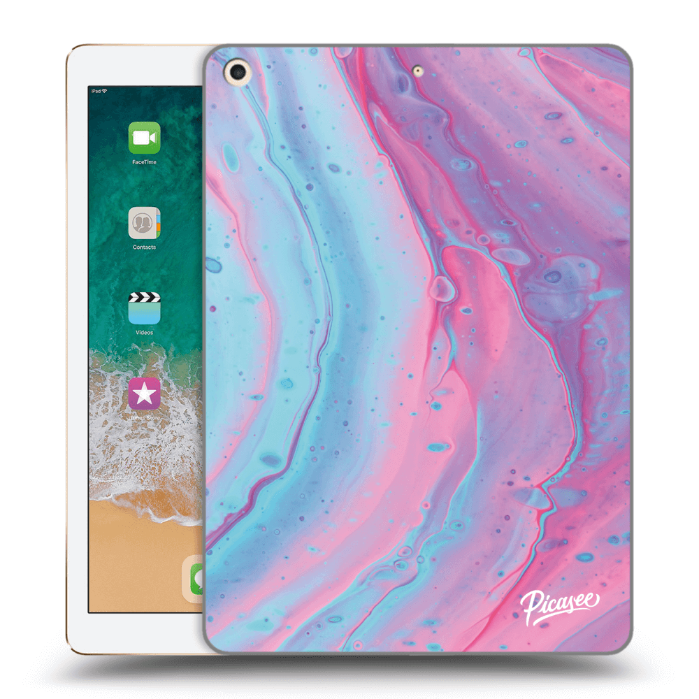 Picasee silikonowe czarne etui na Apple iPad 9.7" 2017 (5. gen) - Pink liquid