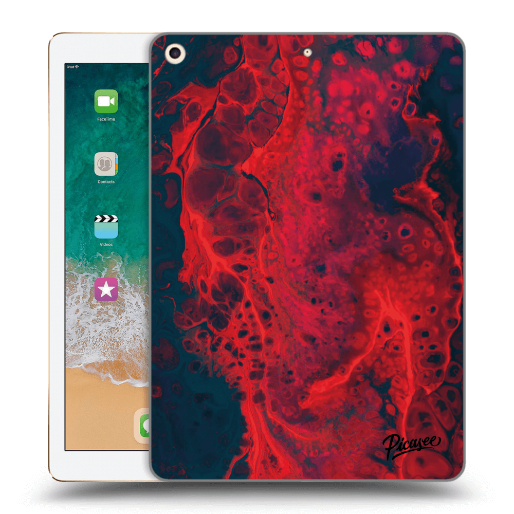 Picasee silikonowe czarne etui na Apple iPad 9.7" 2017 (5. gen) - Organic red