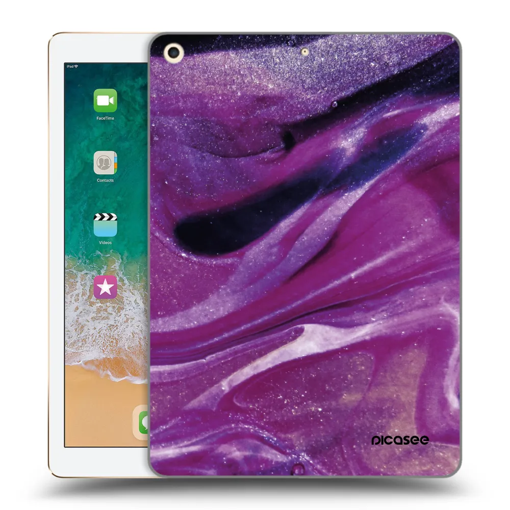 Picasee silikonowe przeźroczyste etui na Apple iPad 9.7" 2017 (5. gen) - Purple glitter