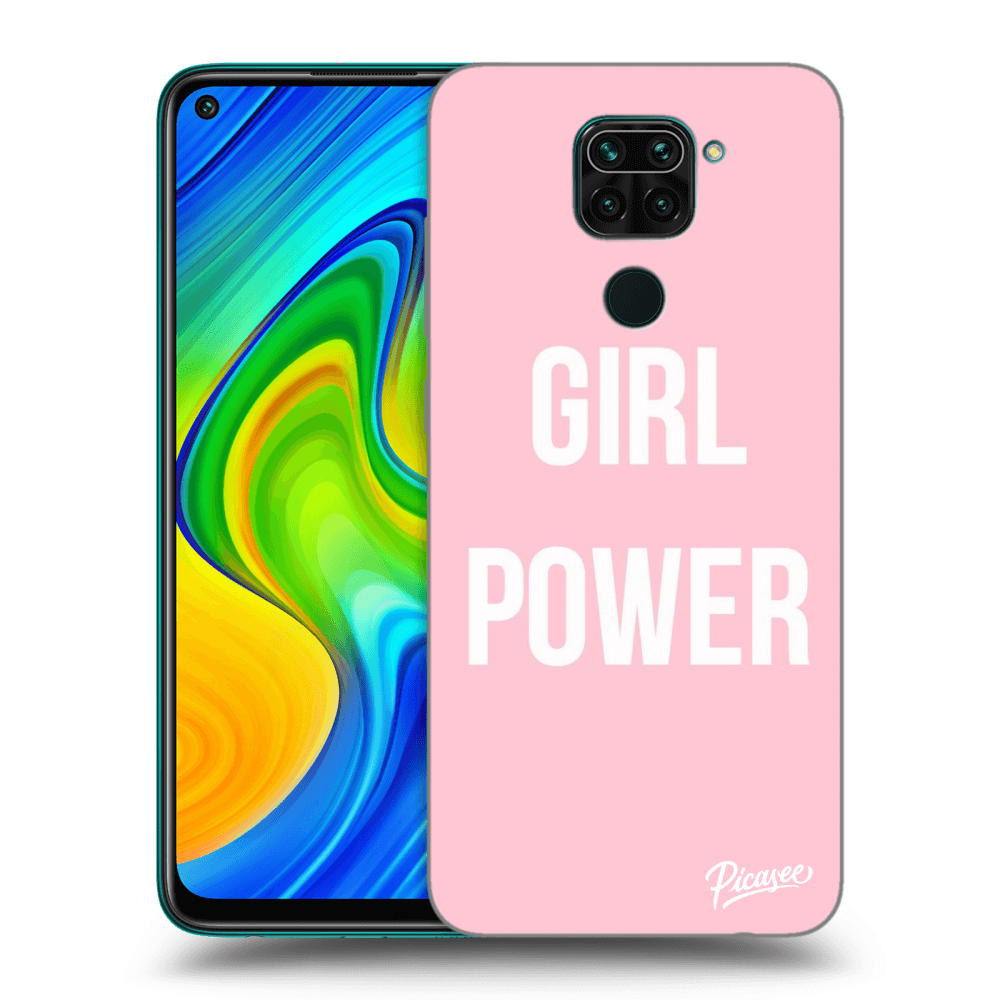 Picasee silikonowe czarne etui na Xiaomi Redmi Note 9 - Girl power