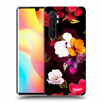 Picasee silikonowe czarne etui na Xiaomi Mi Note 10 Lite - Flowers and Berries