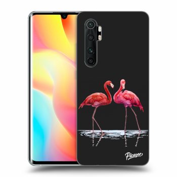 Picasee silikonowe czarne etui na Xiaomi Mi Note 10 Lite - Flamingos couple