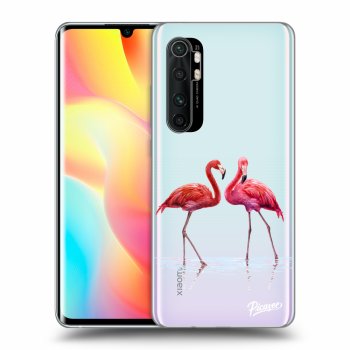 Picasee silikonowe przeźroczyste etui na Xiaomi Mi Note 10 Lite - Flamingos couple