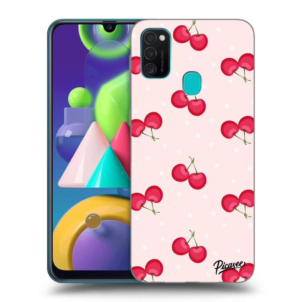 Picasee silikonowe czarne etui na Samsung Galaxy M21 M215F - Cherries