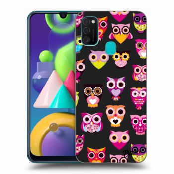 Picasee silikonowe czarne etui na Samsung Galaxy M21 M215F - Owls