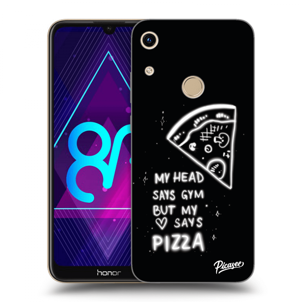 Picasee silikonowe czarne etui na Honor 8A - Pizza