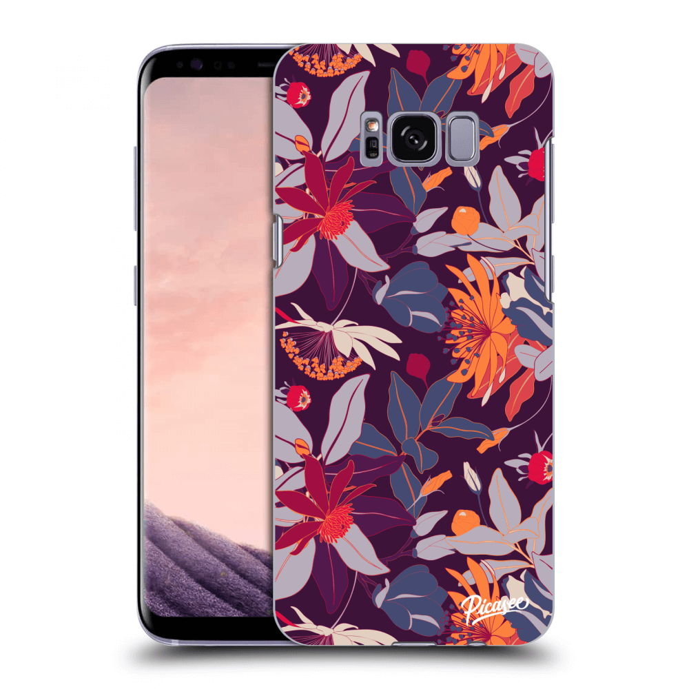 Picasee silikonowe czarne etui na Samsung Galaxy S8 G950F - Purple Leaf