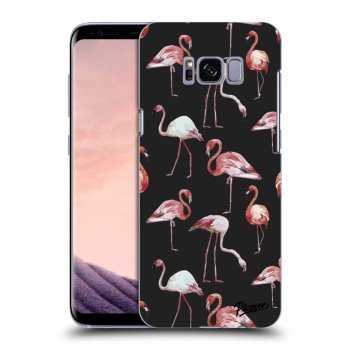 Picasee silikonowe czarne etui na Samsung Galaxy S8 G950F - Flamingos