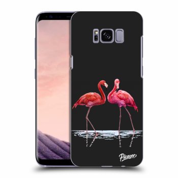 Picasee silikonowe czarne etui na Samsung Galaxy S8 G950F - Flamingos couple