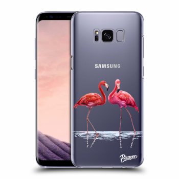 Picasee silikonowe przeźroczyste etui na Samsung Galaxy S8 G950F - Flamingos couple