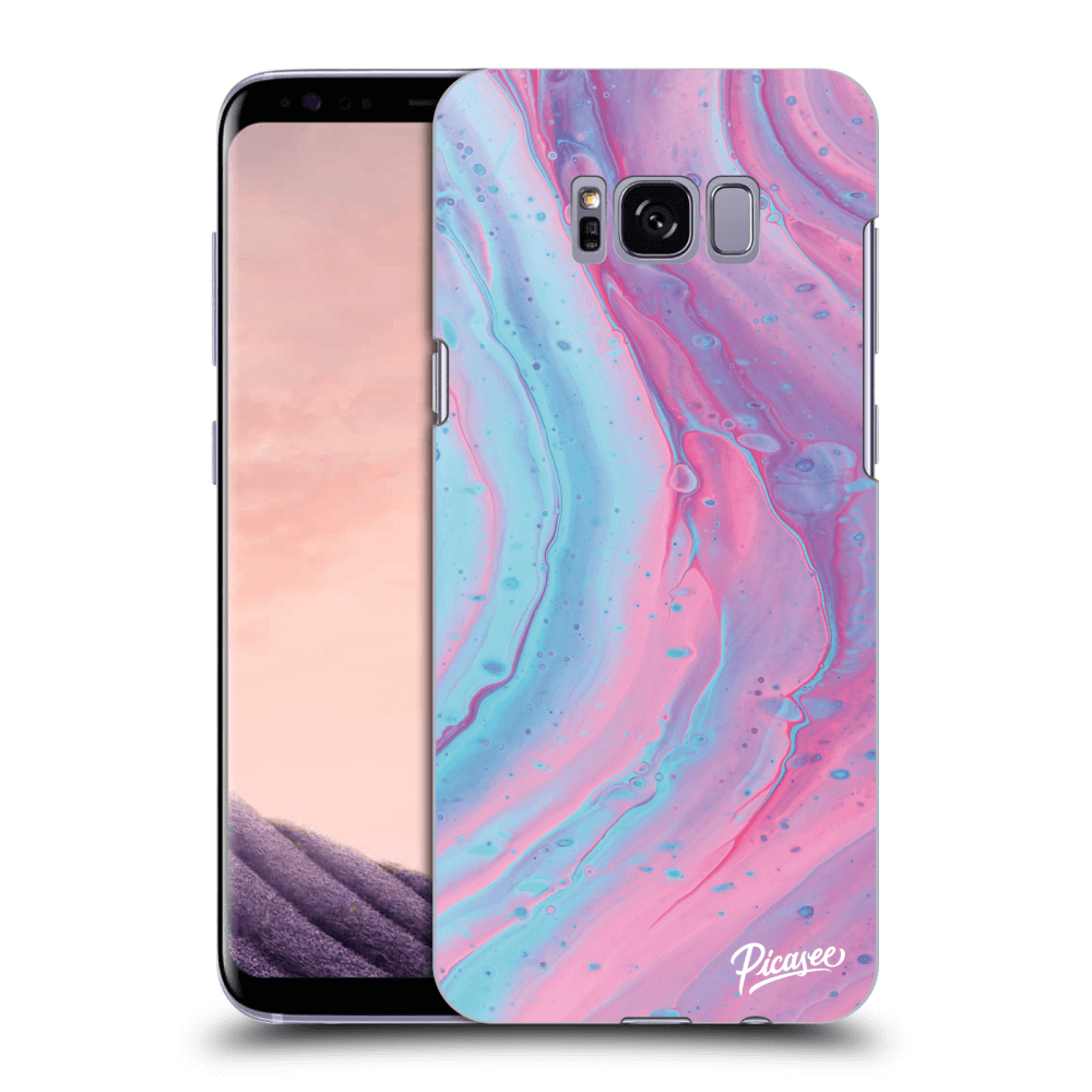 Picasee silikonowe czarne etui na Samsung Galaxy S8 G950F - Pink liquid