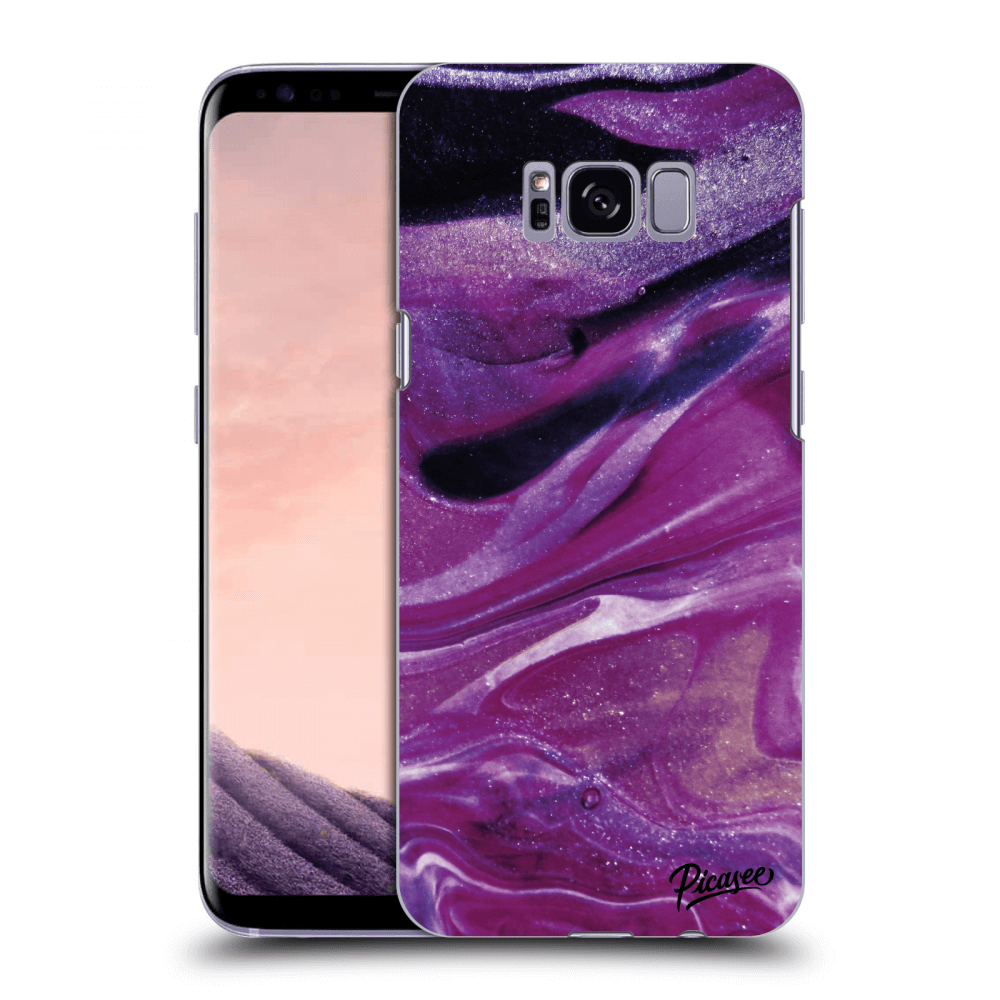Picasee silikonowe czarne etui na Samsung Galaxy S8 G950F - Purple glitter