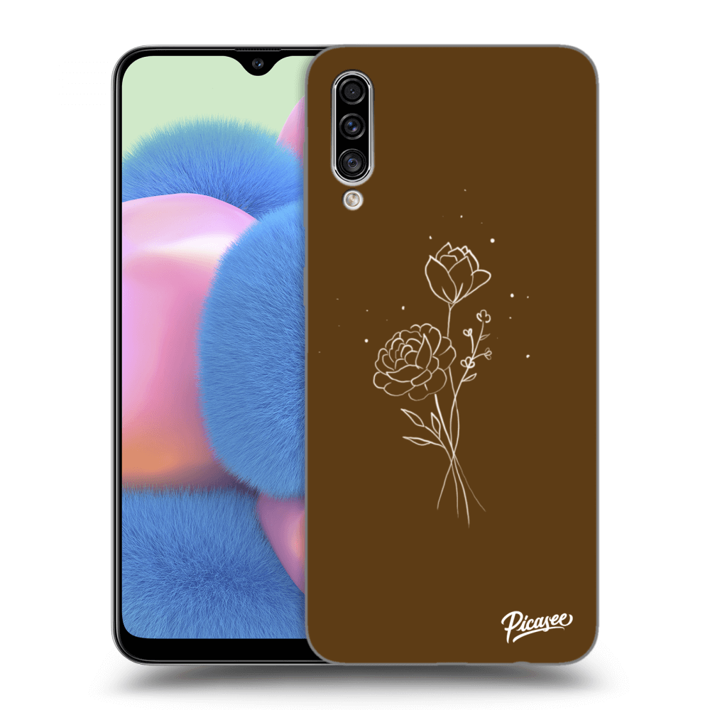 Picasee silikonowe czarne etui na Samsung Galaxy A30s A307F - Brown flowers