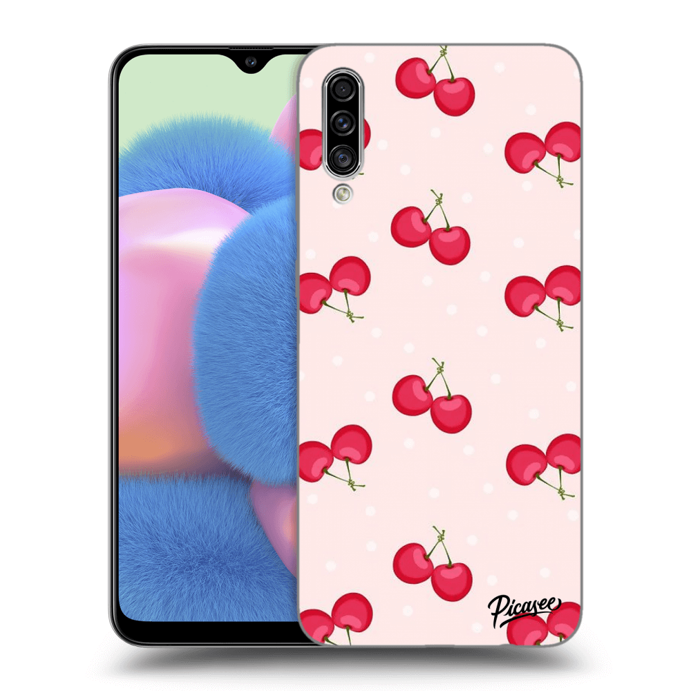 Picasee silikonowe czarne etui na Samsung Galaxy A30s A307F - Cherries