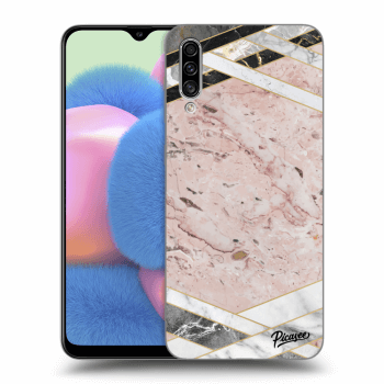 Picasee silikonowe przeźroczyste etui na Samsung Galaxy A30s A307F - Pink geometry