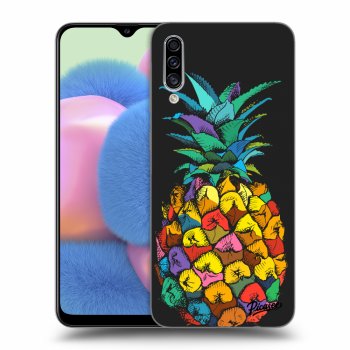 Picasee silikonowe czarne etui na Samsung Galaxy A30s A307F - Pineapple