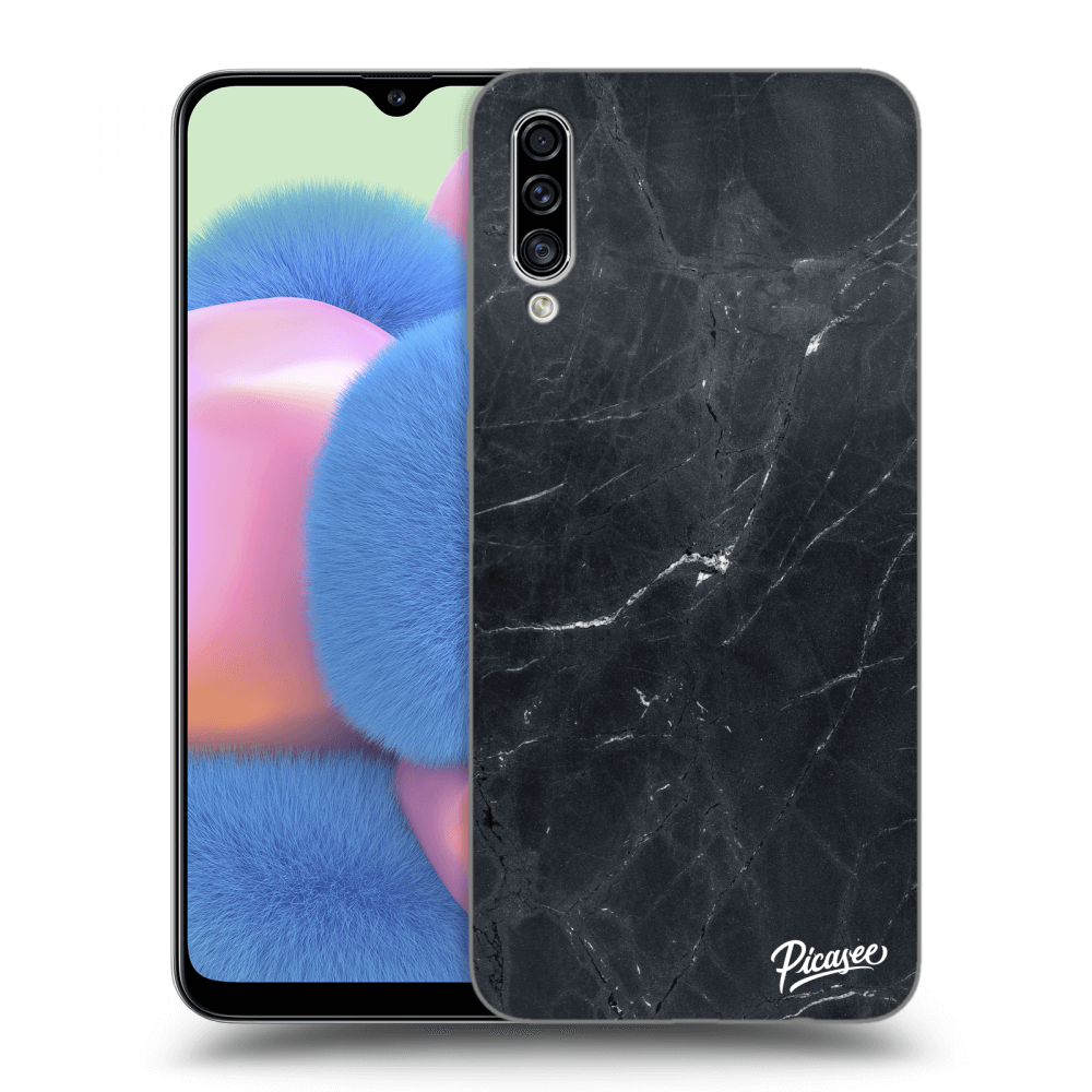 Picasee silikonowe przeźroczyste etui na Samsung Galaxy A30s A307F - Black marble
