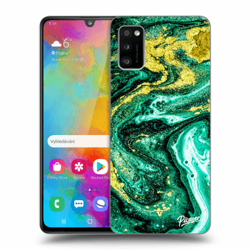 Picasee silikonowe przeźroczyste etui na Samsung Galaxy A41 A415F - Green Gold