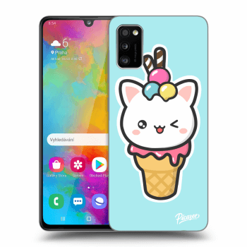 Picasee silikonowe przeźroczyste etui na Samsung Galaxy A41 A415F - Ice Cream Cat