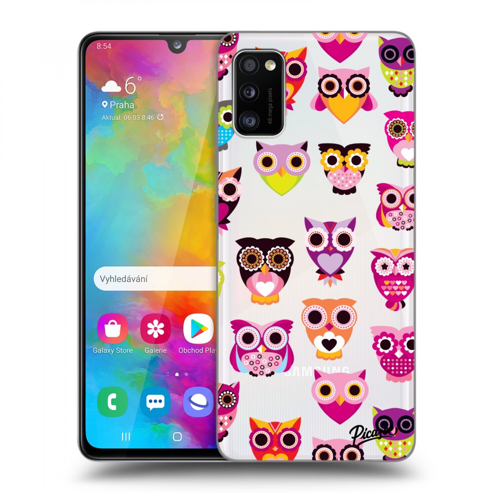 Picasee silikonowe przeźroczyste etui na Samsung Galaxy A41 A415F - Owls