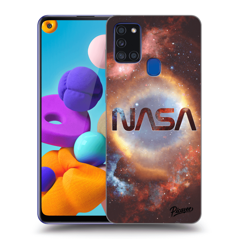 Picasee silikonowe czarne etui na Samsung Galaxy A21s - Nebula