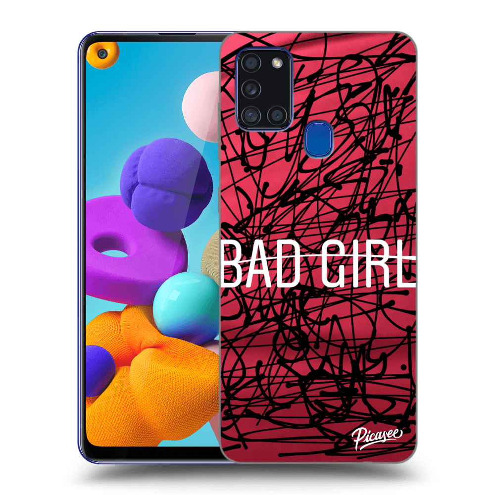 Picasee silikonowe czarne etui na Samsung Galaxy A21s - Bad girl