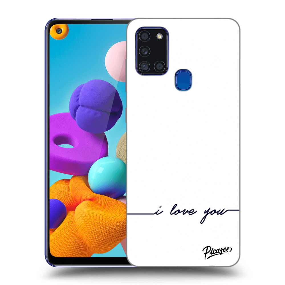 Picasee silikonowe przeźroczyste etui na Samsung Galaxy A21s - I love you