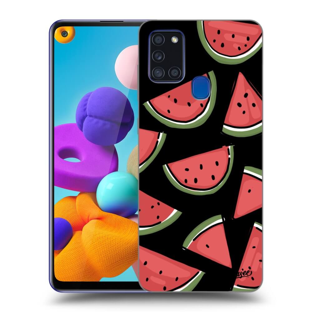 Picasee silikonowe czarne etui na Samsung Galaxy A21s - Melone