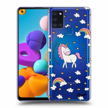 Picasee silikonowe przeźroczyste etui na Samsung Galaxy A21s - Unicorn star heaven