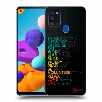 Picasee silikonowe czarne etui na Samsung Galaxy A21s - Motto life