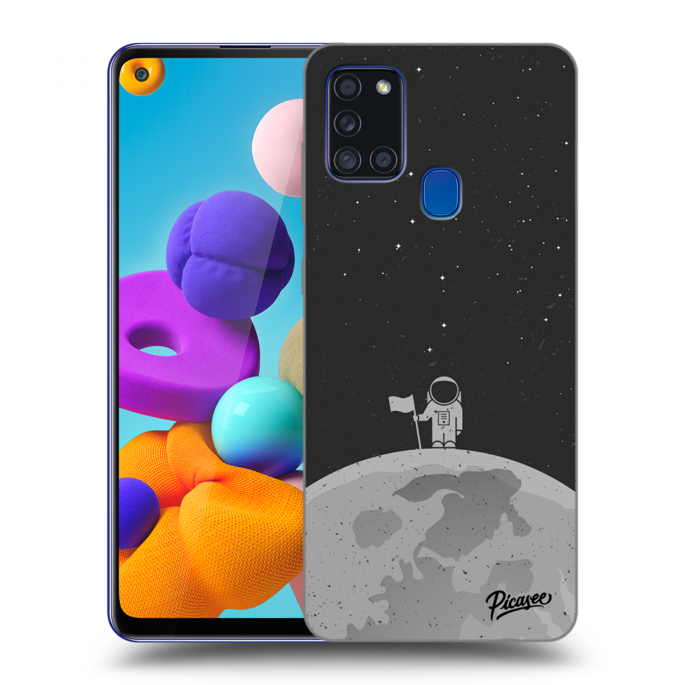 Picasee silikonowe czarne etui na Samsung Galaxy A21s - Astronaut